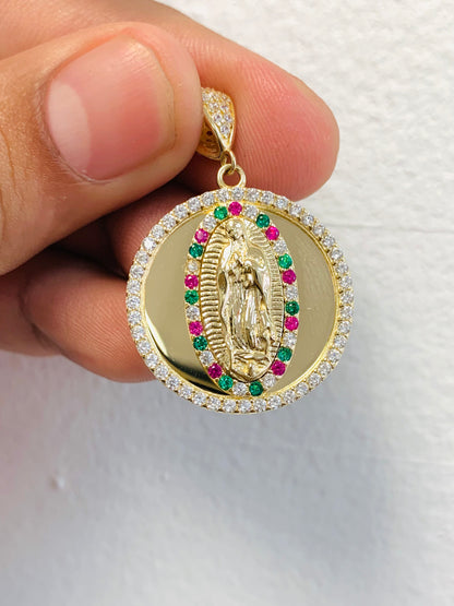 14k Yellow Gold Virgen de Guadalupe Medal 7g 27x25mm