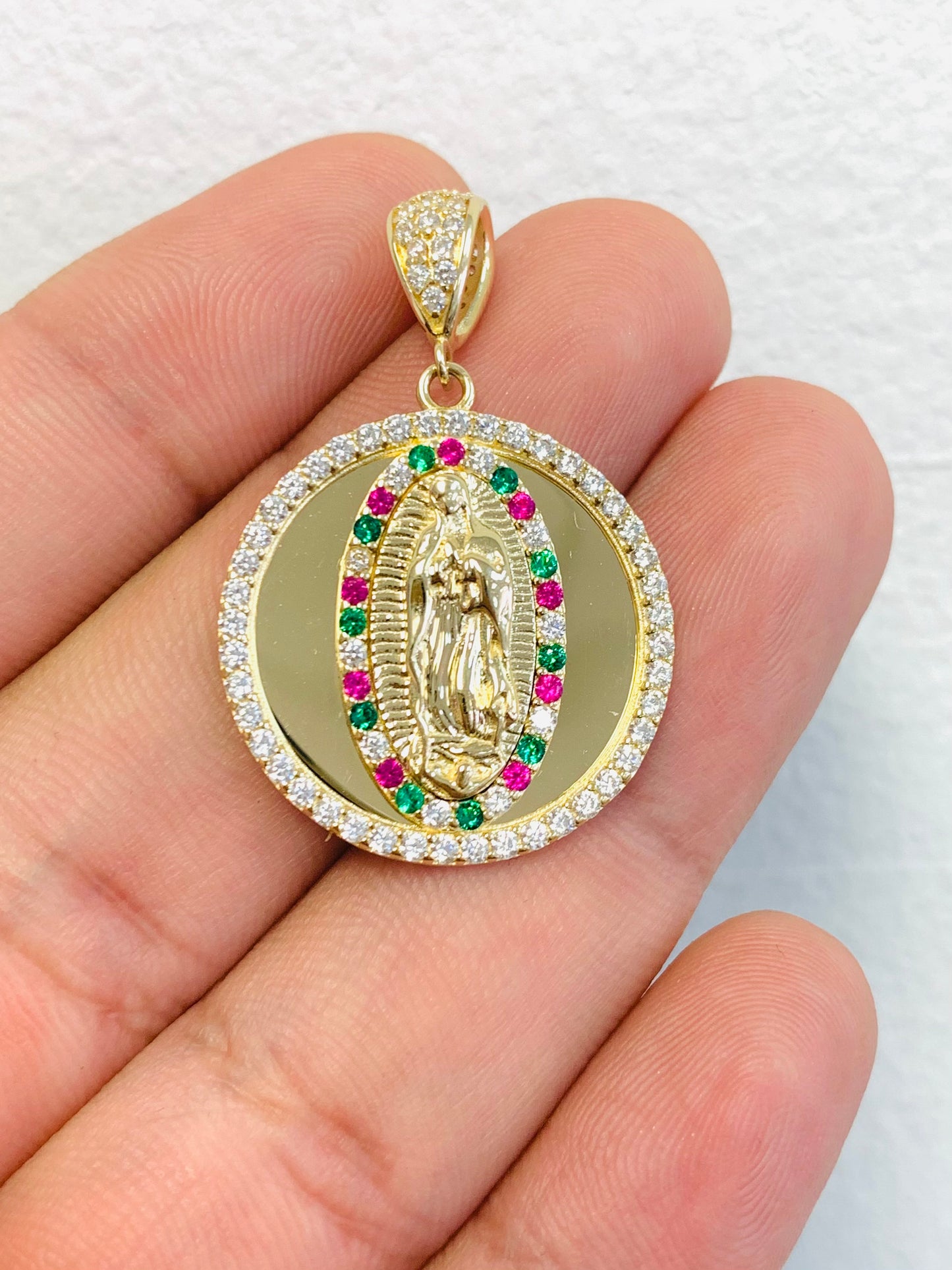 14k Yellow Gold Virgen de Guadalupe Medal 7g 27x25mm