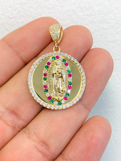 14k Yellow Gold Virgen de Guadalupe Medal 7g 27x25mm